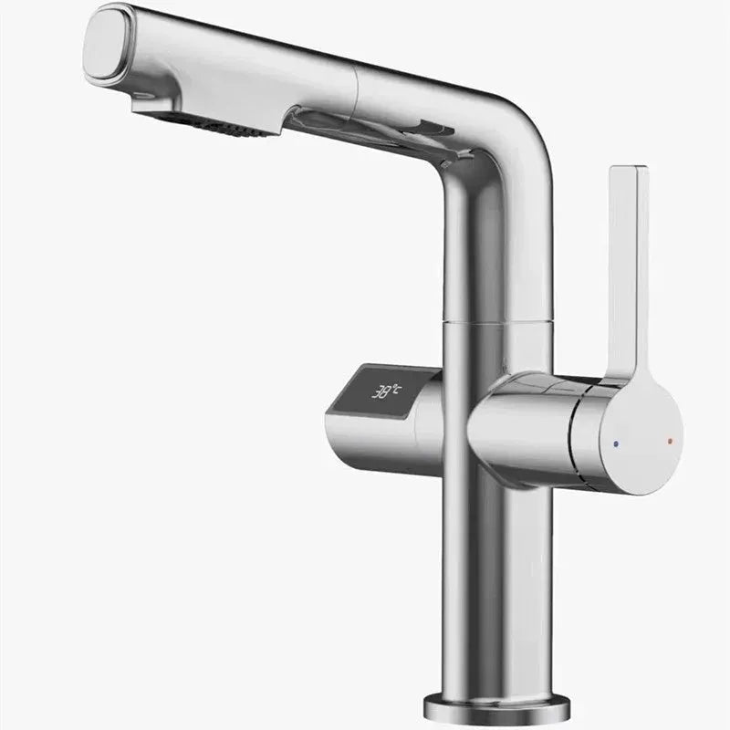 Gun Gray Basin Intelligent Temperature Display Washbasin Faucet - Bellarte Enchanté Gun Gray Basin Intelligent Temperature Display Washbasin Faucet